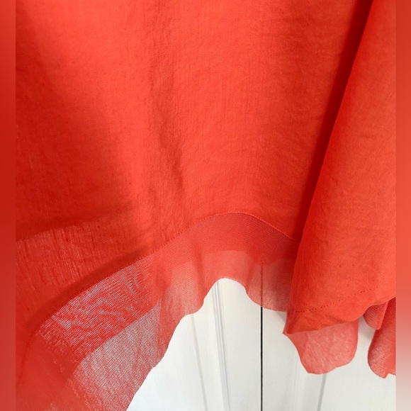 For Cynthia Vibrant Orange Linen Blend Sleeveless Hankerchief Hem Midi Dress-XL - Picture 2 of 11